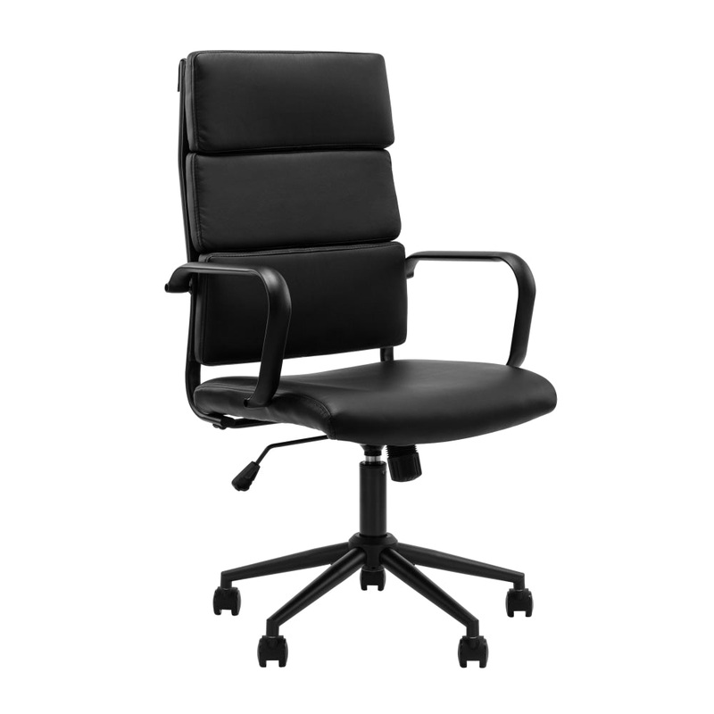 Brody PU Leather  Office Computer Task Desk Chair High Back Arm Rests Black