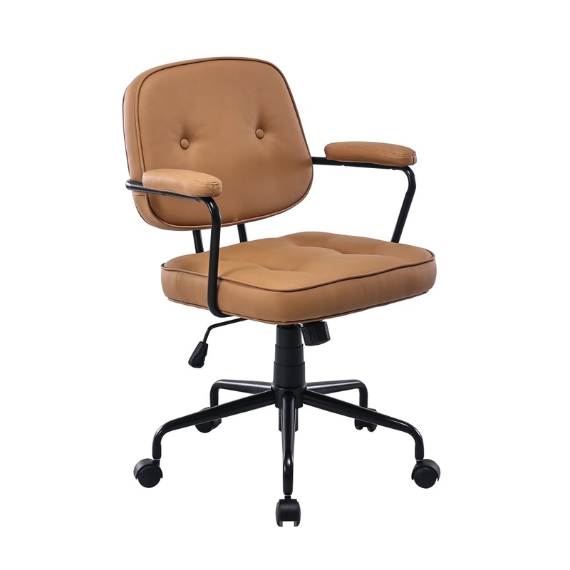 Laurence Faux Leather Home Office Computer Task Chair Black Frame - Brown