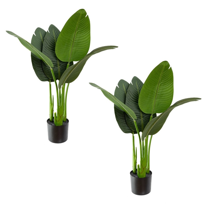 Set Of 2 Traveller Palm 80cm Artificial Faux Plant Decorative Green
