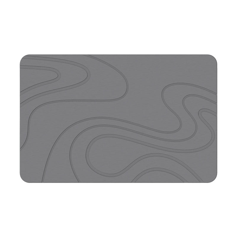 Hard Diatomite Bath Mat (Flow) 60x39CM Quick Absorption Anti-Bacterial - Dark Grey