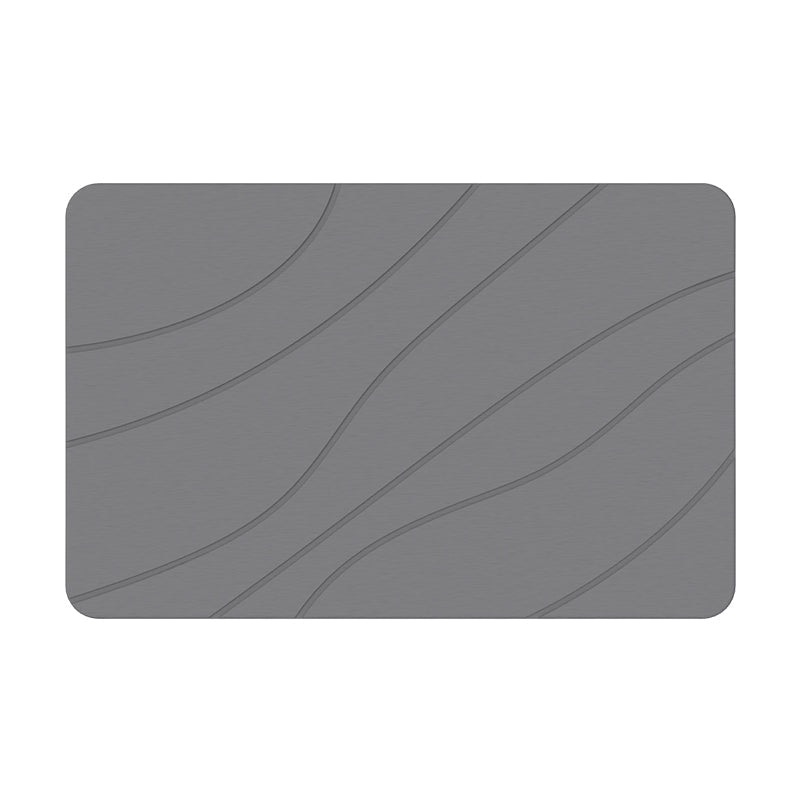 Hard Diatomite Bath Mat (Lines) 60x39CM Quick Absorption Anti-Bacterial - Dark Grey