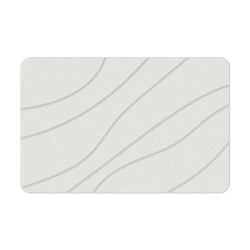 Hard Diatomite Bath Mat (Lines) 60x39CM Quick Absorption Anti-Bacterial - Off White