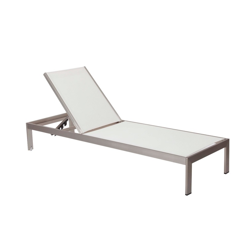 Anodized Aluminum Modern Patio Lounger In White By Benzara