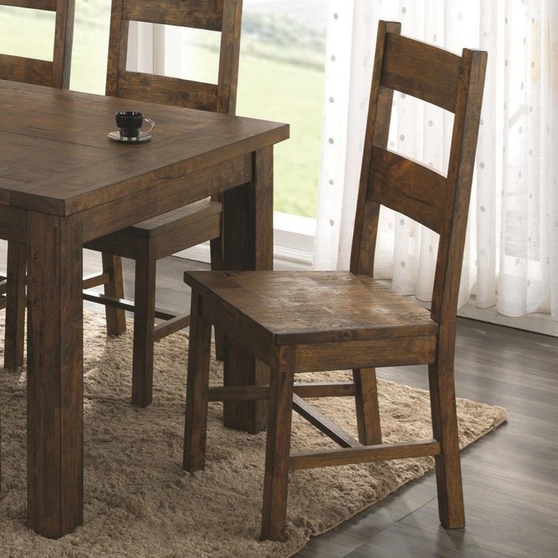 Armless Wooden Dining Side Chair, Rustic Golden Brown, Set Of 2 By Benzara