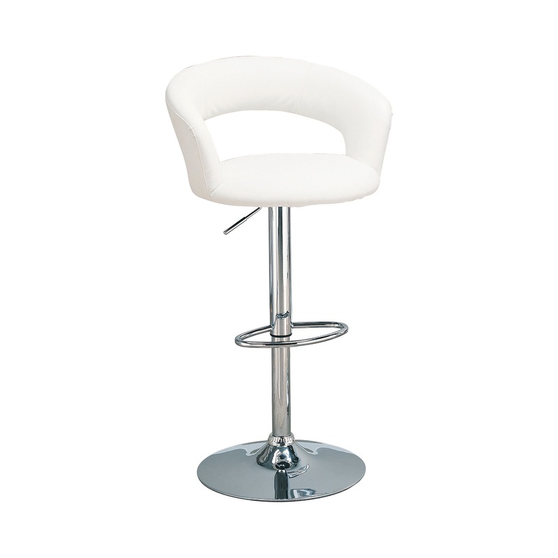 Contemporary Faux Leather Bar Stool, White By Benzara