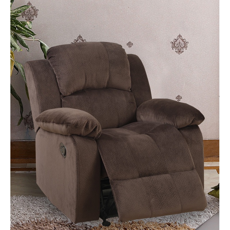 Rocker Recliner In Choco Brown Suede Fabric By Benzara