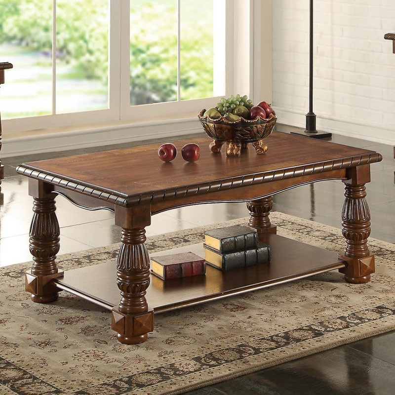 Rubber Wood Ash Burl Coffee Table, Brown By Benzara