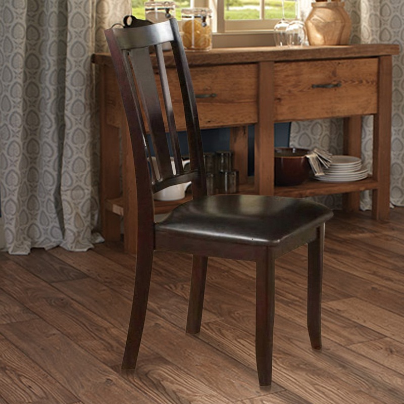 Rubber Wood Dining Chair With Upholstered Seat, Set Of 2,Brown By Benzara
