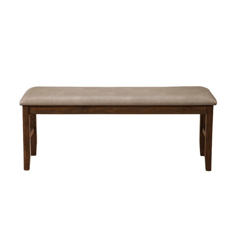 Rubberwood Dining Bench With Padded Upholstery Brown By Benzara
