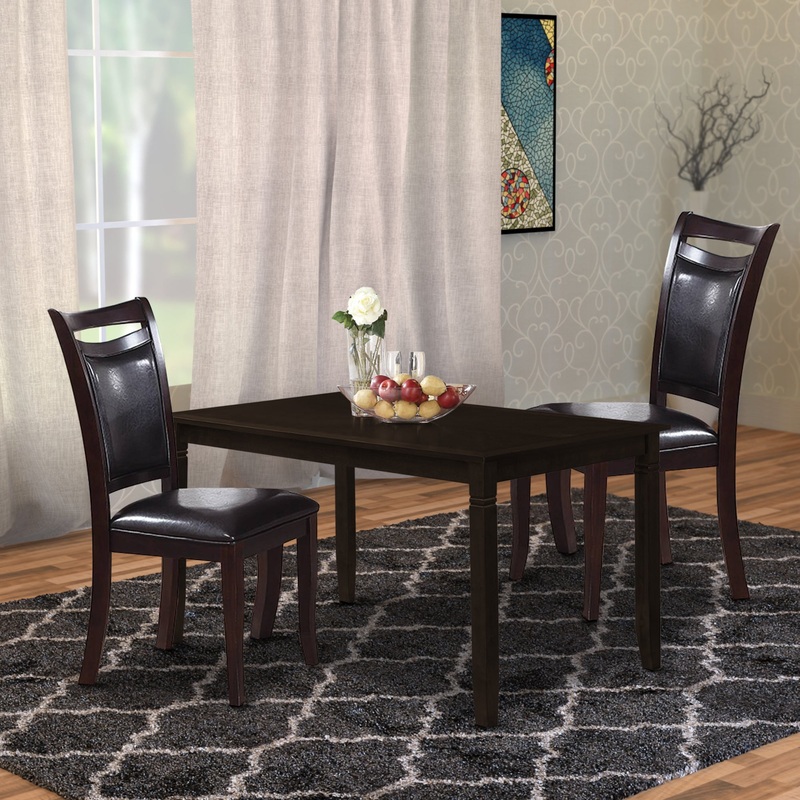 Set Of Two Wooden Dining Chairs In Dark Brown By Benzara