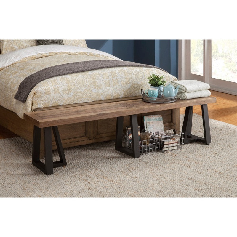Wood And Metal Dining Bench Brown By Benzara