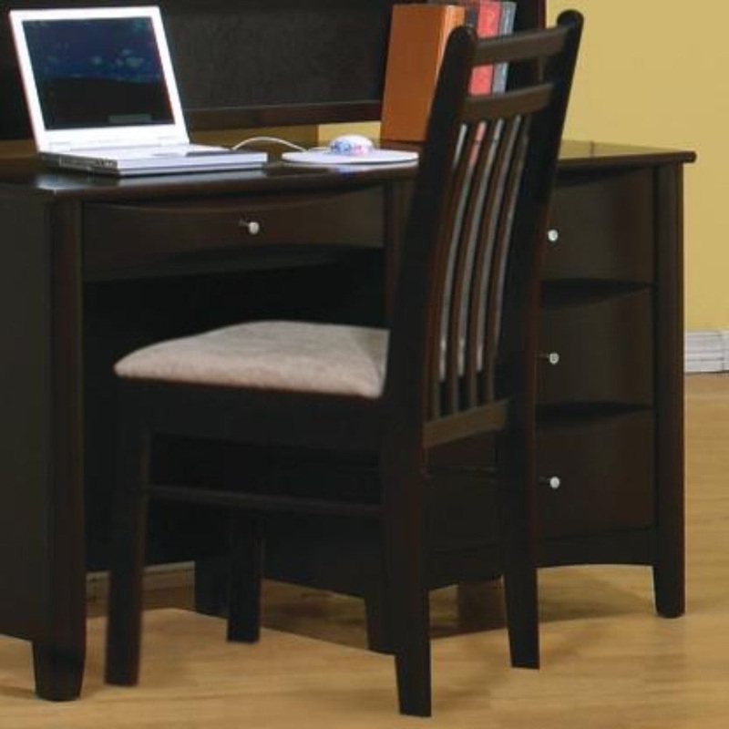Wooden Chair With Padded Seat And Slatted Back, Brown By Benzara