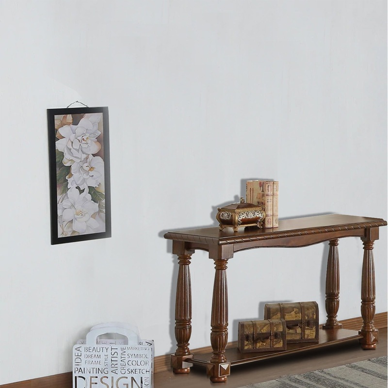 Wooden Console Table With Bottom Shelf, Brown By Benzara