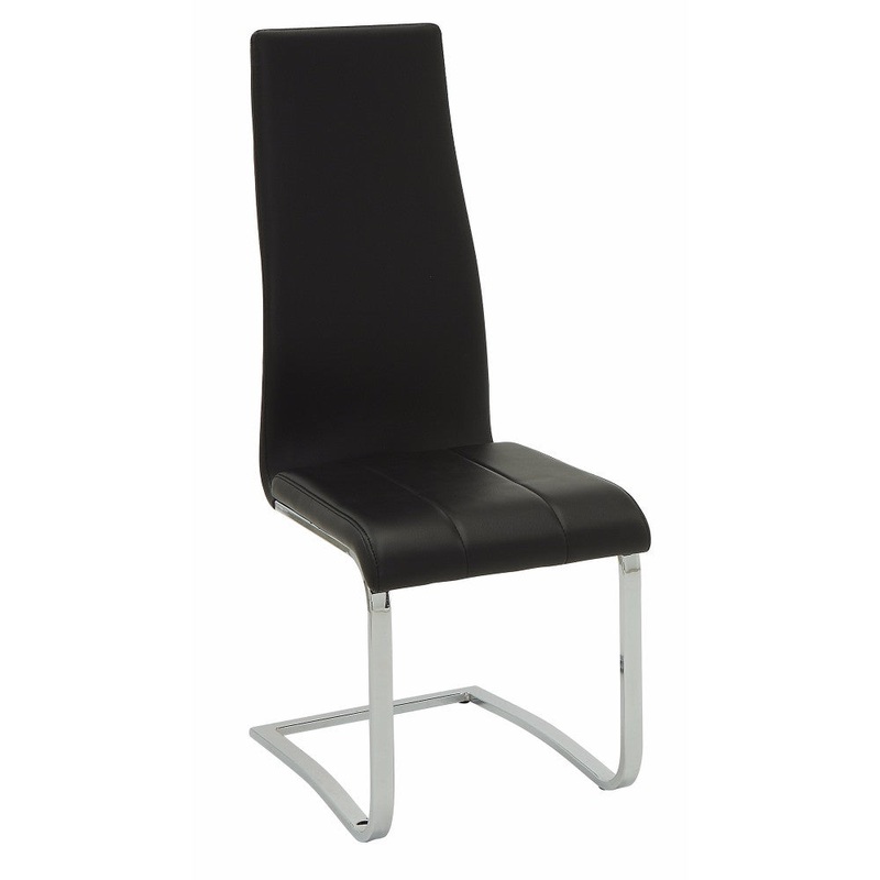 Black Faux Leather Dining Chair With Chrome Legs, Set Of 4 By Benzara