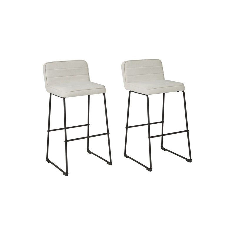 Channel Stitched Low Fabric Barstool With Sled Base Set Of 2 Gray By Benzara