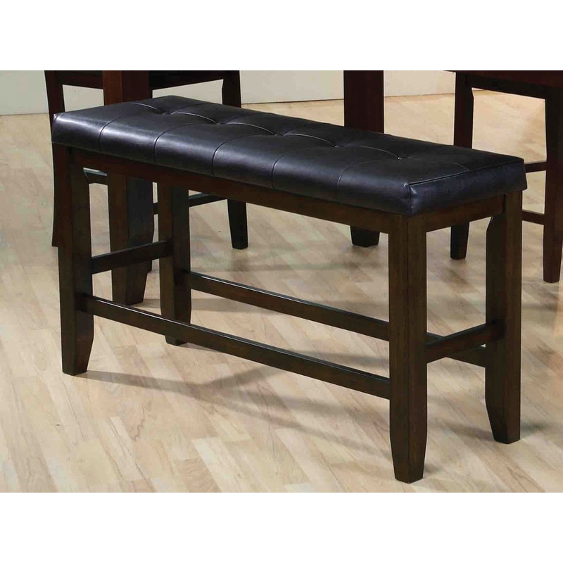 Comfy Wooden Counter Height Bench, Black & Espresso Brown By Benzara