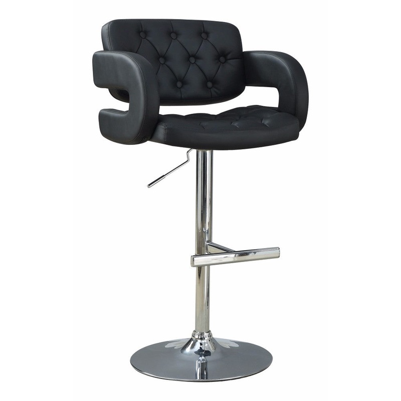 Contemporary Adjustable Height Barstool, Black By Benzara