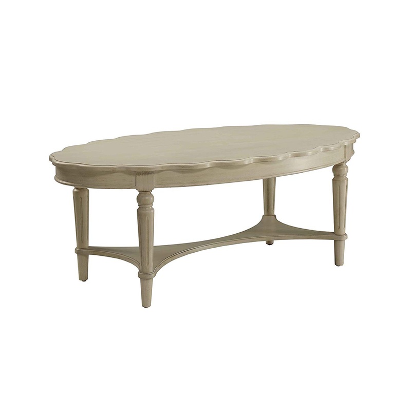 Conventional Coffee Table, Antique White By Benzara