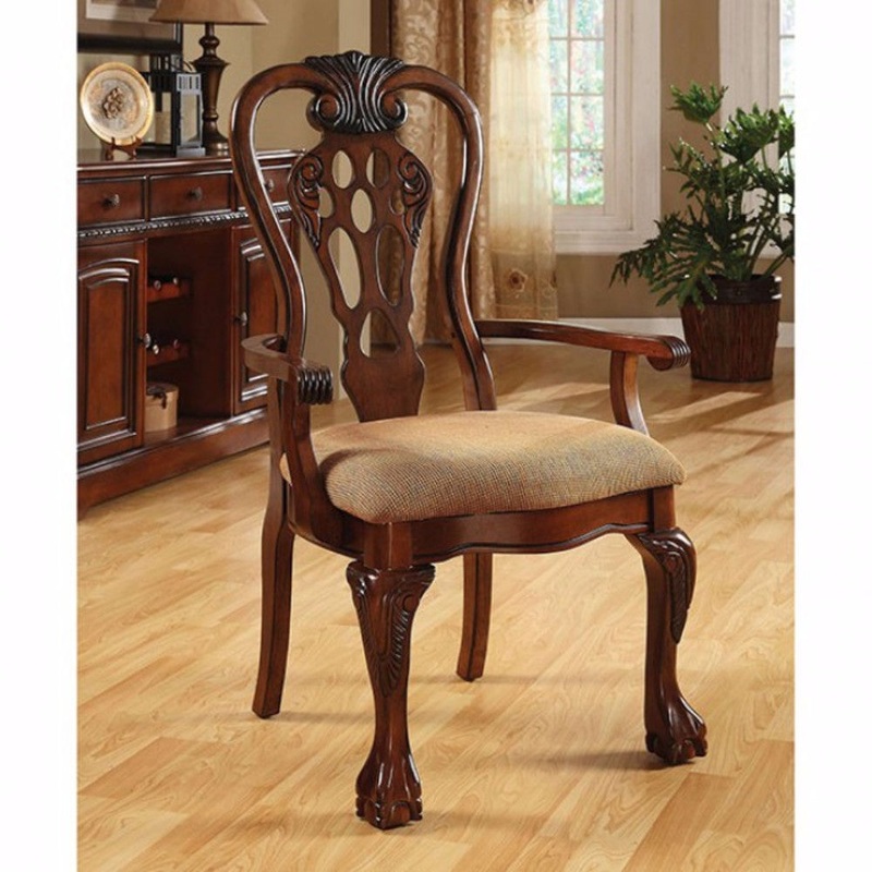 George Town Traditional George Town Arm Chair, Set Of 2, Cherry Finish By Benzara
