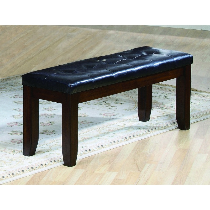 Impressive Leather Tufted Upholstered Bench In Brown And Black By Benzara
