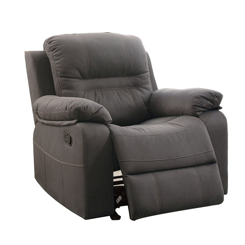 Leatherette Rocker Recliner In Gray By Benzara