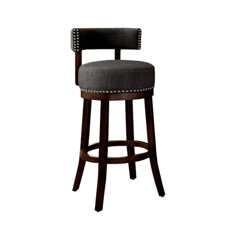 Lynsey 29"Barstool Withlinen Cushion, Gray Finish, Set Of 2 By Benzara