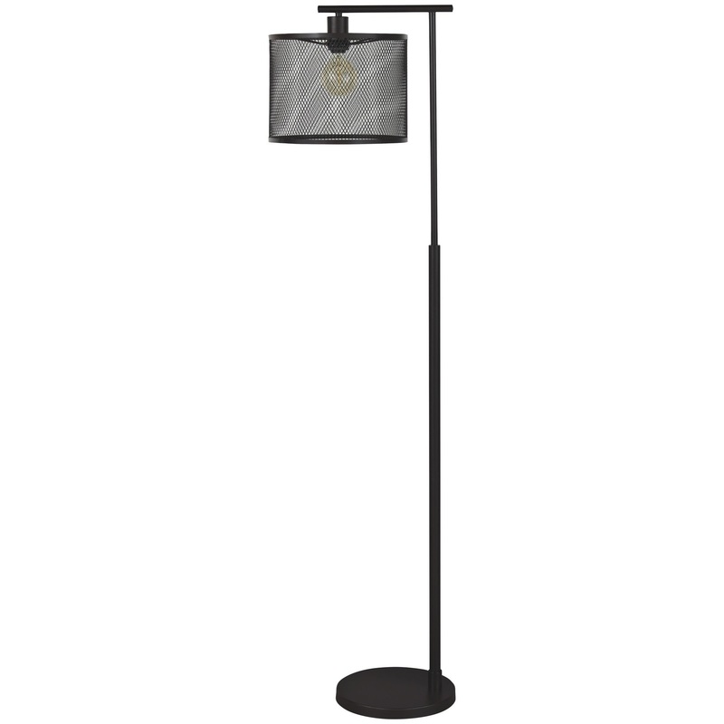 Metal Frame Floor Lamp With Caged Shade Dark Bronze By Benzara