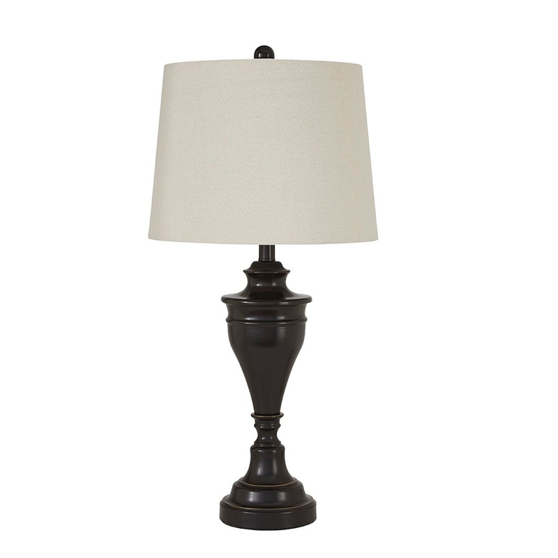 Metal Table Lamp With Turned Pedestal Base Set Of 2 Bronze By Benzara