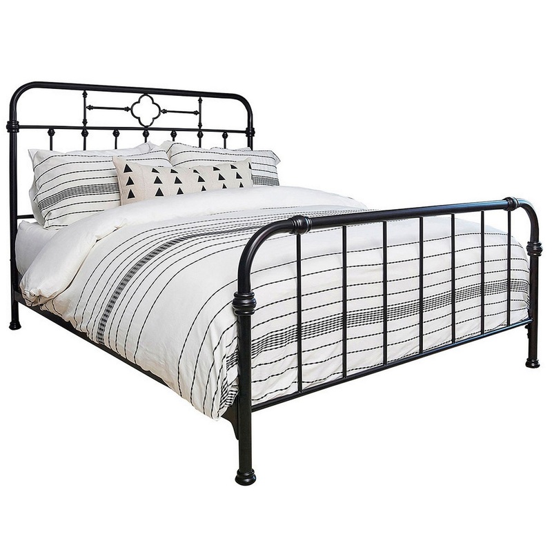 Open Tubular Frame Metal Queen Bed Black By Benzara