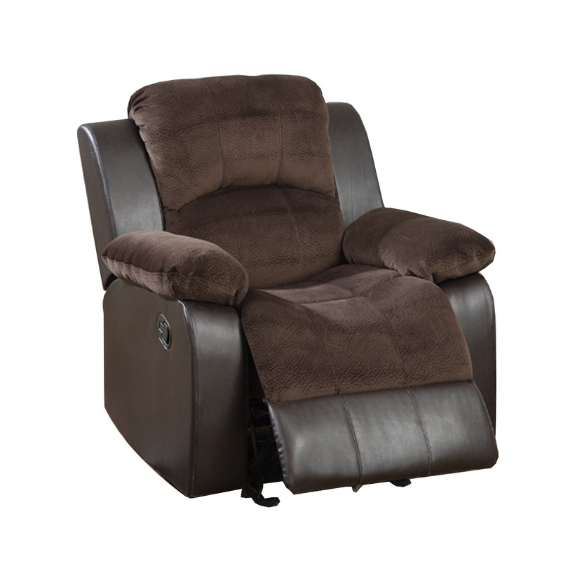 Polyurethane Rocker Recliner In Choco Suede Brown By Benzara