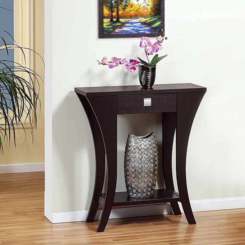Stylish Console Table With 1 Drawer, Dark Brown By Benzara