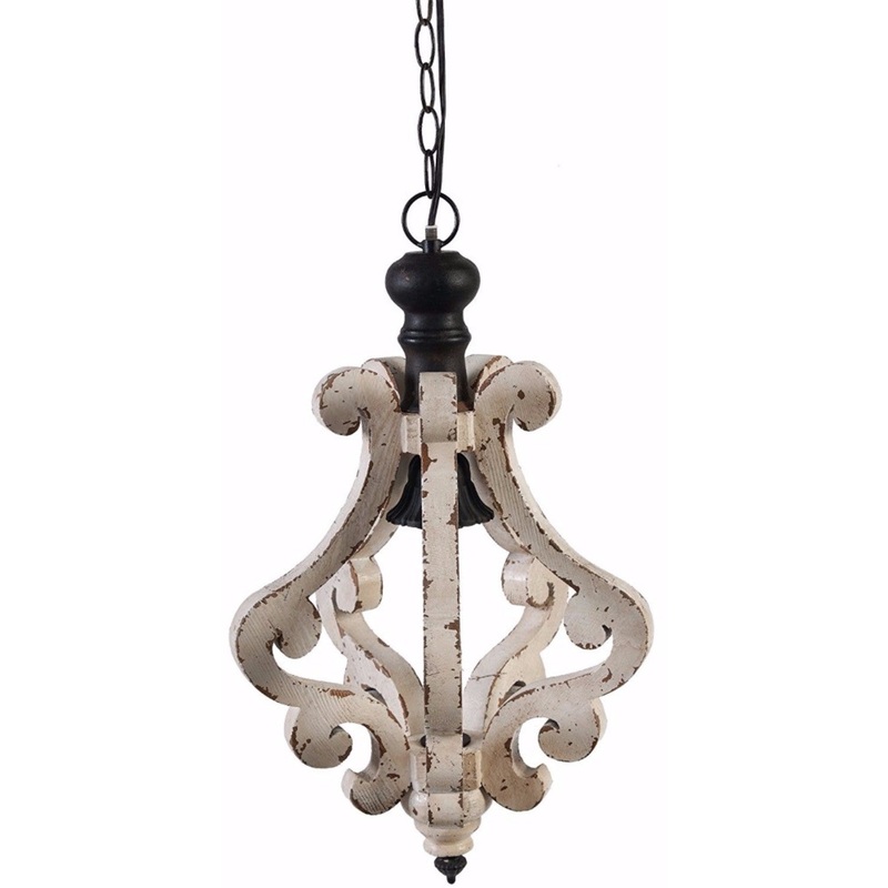 Wooden Home Perth Chandelier, White By Benzara