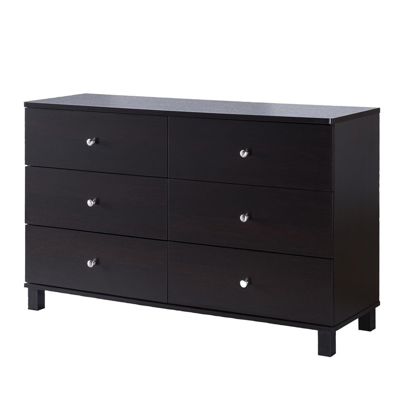 47.25 Inches 6 Drawer Dresser With Straight Legs Dark Brown By Benzara