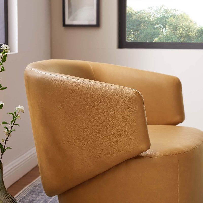 Celestia Vegan Leather Fabric and Wood Swivel Chair By Modway - EEI-6358