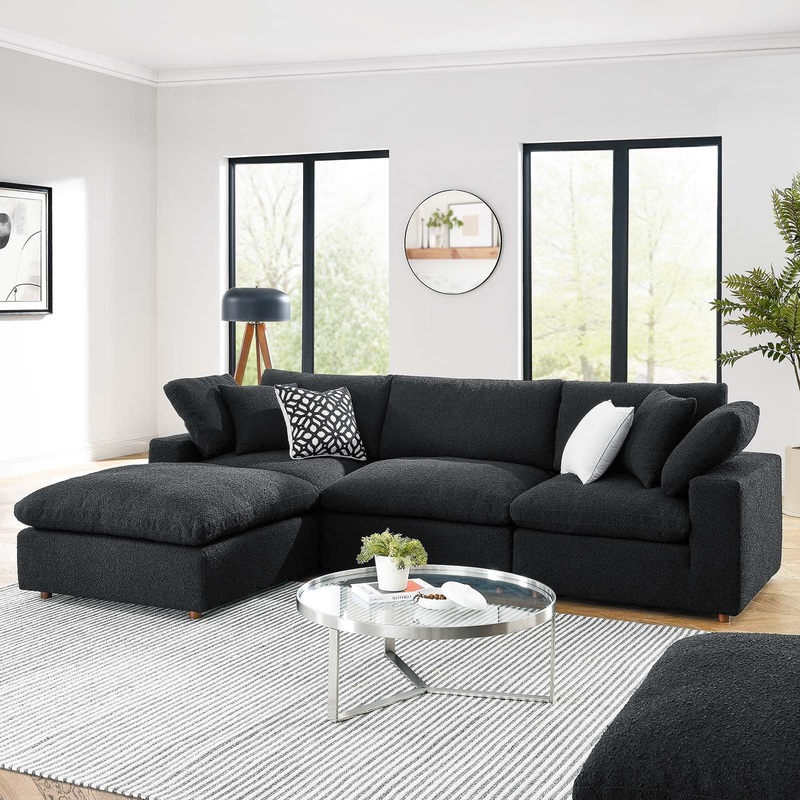 Commix Down Filled Overstuffed Boucle Fabric 4-Piece Sectional Sofa By Modway - EEI-6363