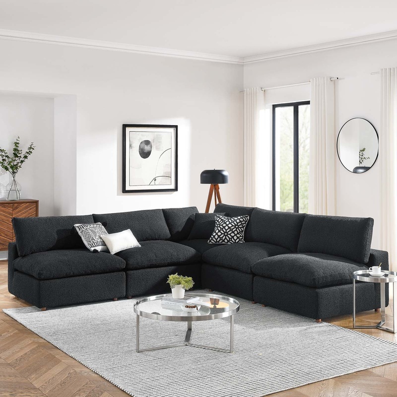 Commix Down Filled Overstuffed Boucle Fabric 5-Piece Sectional Sofa By Modway - EEI-6367