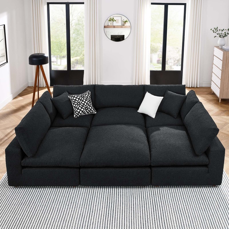 Commix Down Filled Overstuffed Boucle Fabric 6-Piece Sectional Sofa By Modway - EEI-6372