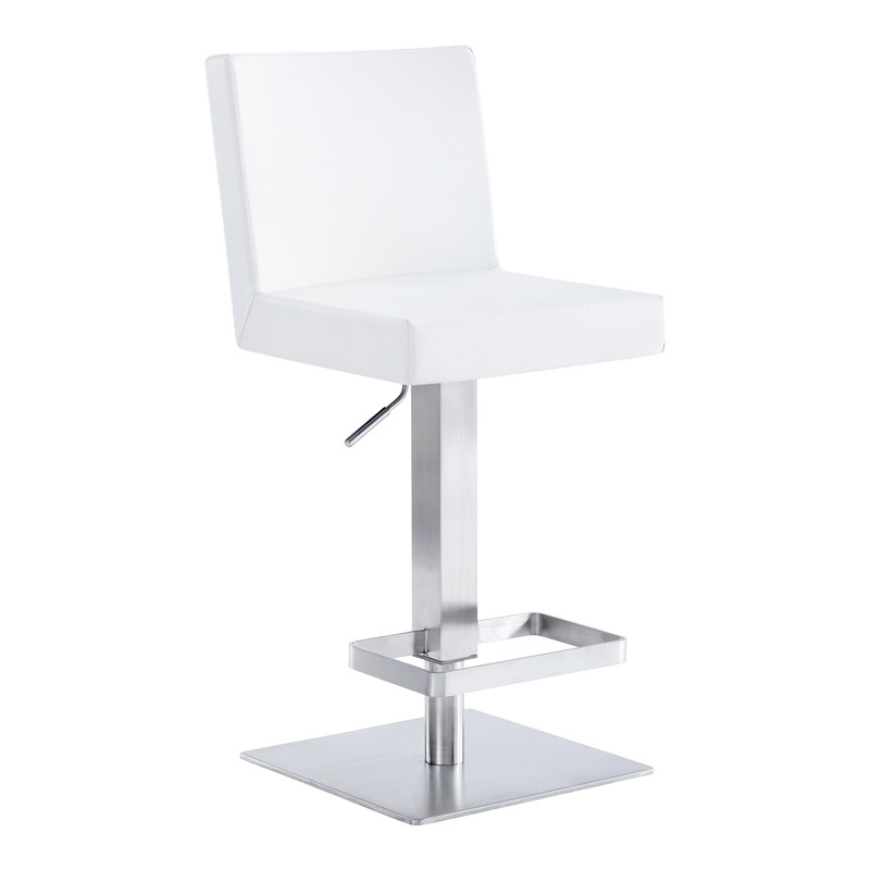 Leatherette Swivel Barstool With Adjustable Height White By Benzara