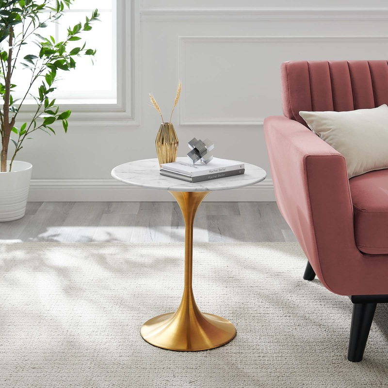 Lippa 20" Round Artificial Marble Side Table By Modway - EEI-5685