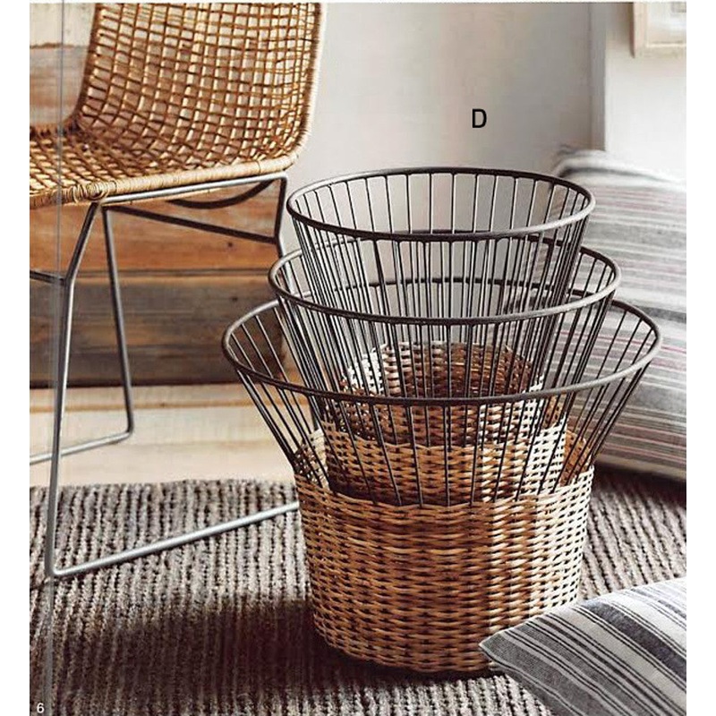 Roost Rattan & Iron Baskets - Set Of 3