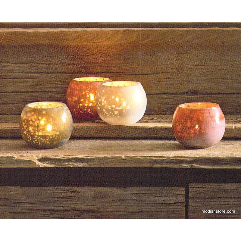 Roost Roly-Poly Mercury Glass Tealight Holders - Set Of 12
