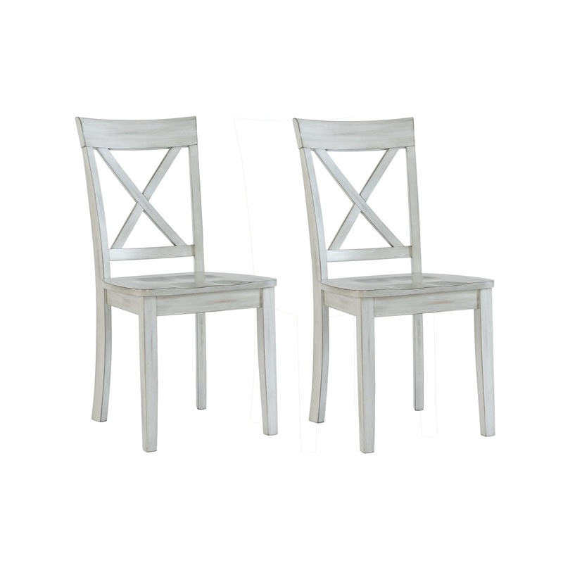 Wooden Dining Chair With X Shaped Back Set Of 2 White By Benzara