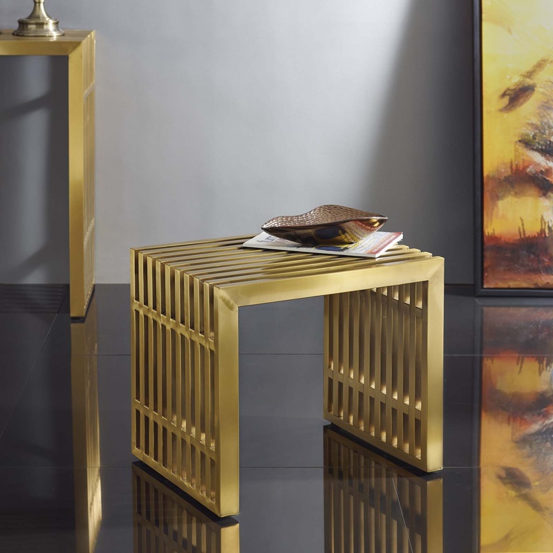 Gridiron Small Stainless Steel Bench By Modway - EEI-2993