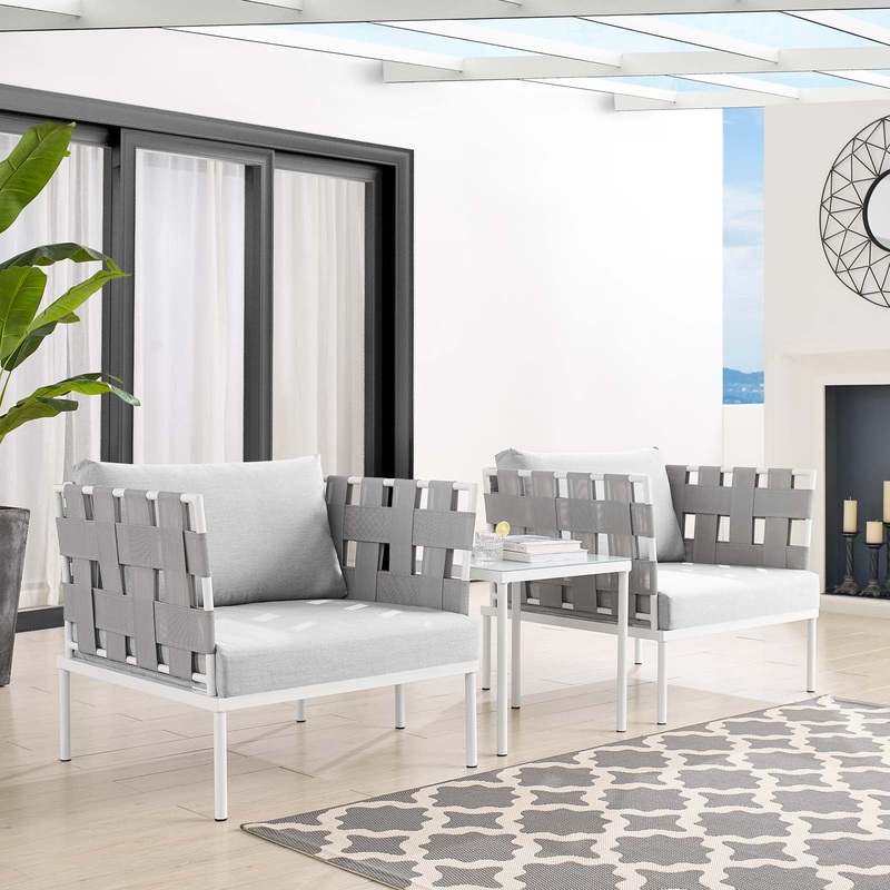 Harmony 3-Piece  Sunbrella Outdoor Patio Aluminum Seating Set By Modway - EEI-4687