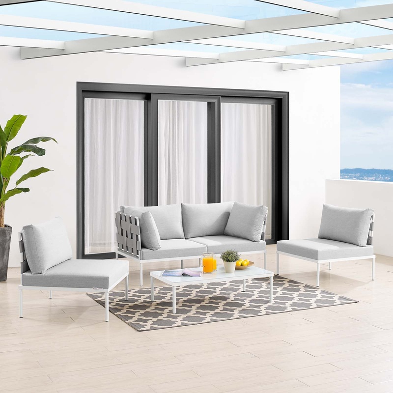 Harmony 4-Piece  Sunbrella Outdoor Patio Aluminum Seating Set By Modway - EEI-4691