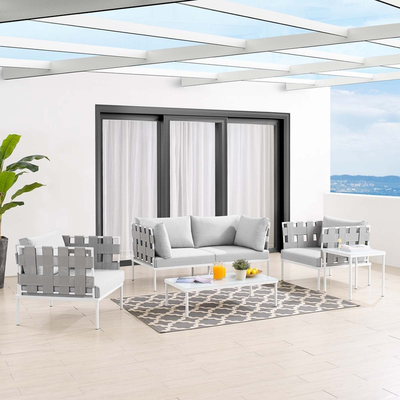Harmony 5-Piece  Sunbrella Outdoor Patio Aluminum Furniture Set By Modway - EEI-4925