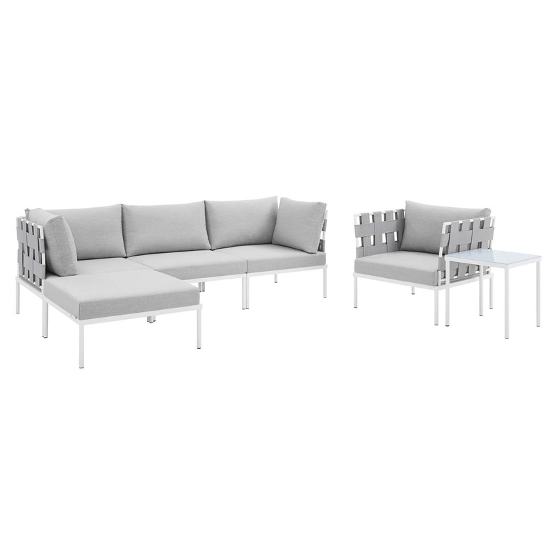 Harmony 6-Piece  Sunbrella Outdoor Patio Aluminum Seating Set By Modway - EEI-4933