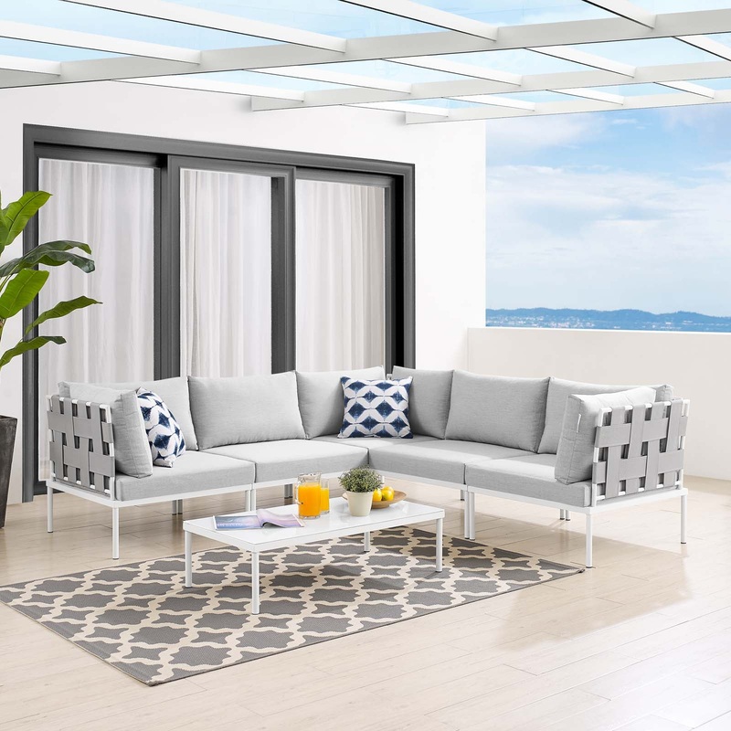 Harmony 6-Piece  Sunbrella Outdoor Patio Aluminum Sectional Sofa Set By Modway - EEI-4929