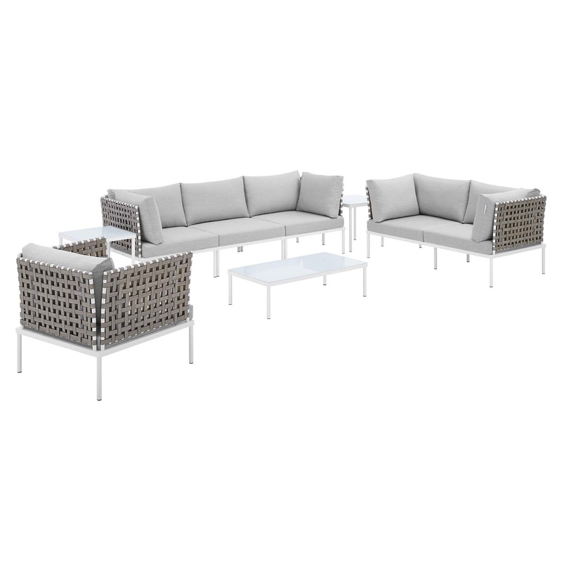Harmony 8-Piece  Sunbrella Basket Weave Outdoor Patio Aluminum Seating Set By Modway - EEI-4947