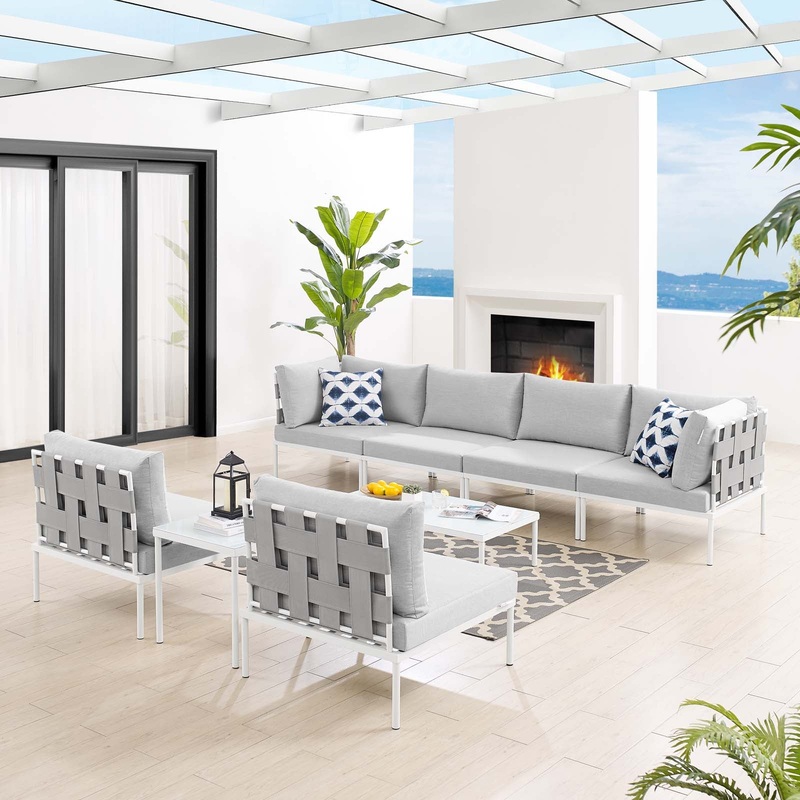 Harmony 8-Piece  Sunbrella Outdoor Patio Aluminum Sectional Sofa Set By Modway - EEI-4945